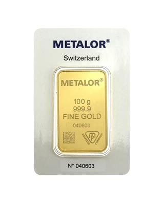Metalor Stamped 100g Gold Bar